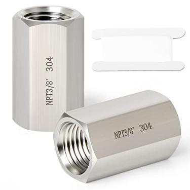 Imagem de TAISHER 2 peças forjadas de acoplamento hexagonal completo de aço inoxidável 304, tubo fêmea de 9 mm x encaixe de tubo fêmea de 9,5 cm