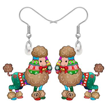 Imagem de DALANE Brincos de Natal de acrílico fofo buldogue francês, pingente, floco de neve, poodle, filhote, animais de estimação, joias para mulheres, meninas, crianças, amuletos de cães, Medium, Acrílico,