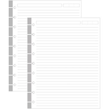 Imagem de 200 folhas de papel pautado em disco com 9 discos para inserção Happy Planners, papel pautado de tamanho clássico, papel branco de 100 g/m², 17,8 x 23,5 cm