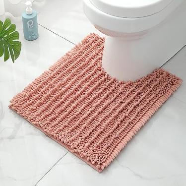 Imagem de FLOLEOPA Tapetes de banheiro de microfibra de pelúcia macia, tapetes de banho absorventes antiderrapantes para lavagem à máquina tapetes de banho secos para banheira, chuveiro e banheiro tapetes de chão (rosa coral, 50,8 x 61 cm)