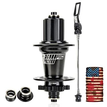 Imagem de Enjcyling Cubo traseiro XM490 PRO MTB, 28 furos, som de 72 cliques, 6 patas, eixo de aço cromado, cubos de rolamento de freio a disco MS compatíveis com cassete Shimano MTB 12S Micro Spline