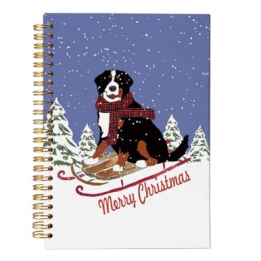 Imagem de VNWEK Caderno de Natal Bernese Mountain Dog, presentes para amantes de cães Bernese Mountain, presentes para Natal, caderno de Natal, caderno espiral de escrita 14 x 21 cm