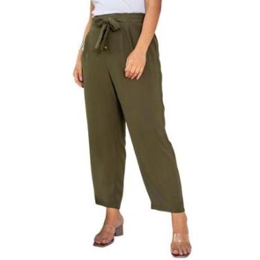 Imagem de Calça Clochard Social Alfaitaria Reta Lisa Com Amarração E Botões-Feminino