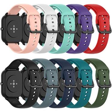 Imagem de QGHXO Pulseira de substituição para Amazfit GTS 4/4 Mini/3/2/2e/GTR Mini/GTR 42 mm/Active, pulseira de silicone macio de substituição para Amazfit Bip 3/3 Pro/U Pro/S lite/S/U