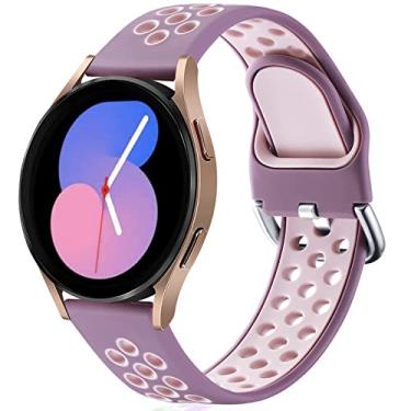 Imagem de Lerobo Compatível com Samsung Galaxy Watch 7 6 5 4 mm e 44 mm/Galaxy Watch 6 4 Classic/Galaxy Watch 5/Pro de 45 mm/Active 2, pulseira esportiva de silicone macio de 20 mm para mulheres e homens