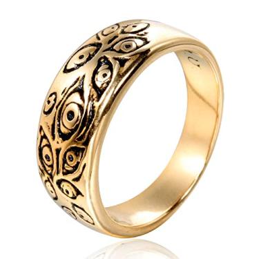 Imagem de IFUAQZ Anel masculino olho de Deus de aço inoxidável anel giratório olho tudo vê preto prata joia vintage tamanho 5 a 14, Metal