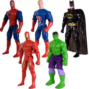Imagem de Quinteto Brinquedos Heróis 29cm Liga Da Justiça E Vingadores