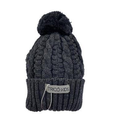 Imagem de Gorro de Tricô Para Meninos Com Pompom Cinza Escuro-Masculino