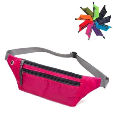 Imagem de Pochete esportiva doleira porta celulares para academia corrida passeio feminina masculina (Rosa pink)