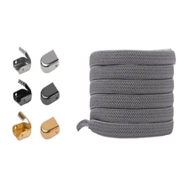 Imagem de Sem Gravata Plana Caminhadas Tênis De Corrida Renda Elástica Cadarço Lazer Ao Ar Livre Tênis Rápido Plana Cadarço Crianças Adulto Preguiçoso Laços(Dark Grey)
