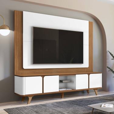 Imagem de Rack com Painel para TV até 60 Polegadas Roma Branco Cedro Casa D