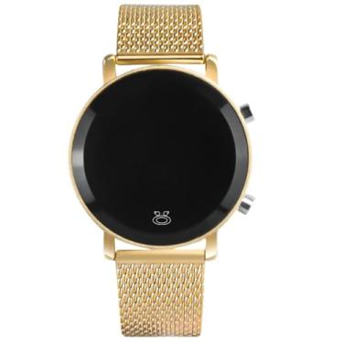 Imagem de Relógio Redondo Feminino Digital Aço Inox Folheado Pulseira Silicone Hipoalergénica Conjunto Colar e Brinco Pedras Zircônia Versátil Resistente Agua Presente Mulher Mãe