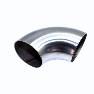 Imagem de TIBROMTACK Gr2 Cotovelo de titânio puro 90° Polimento do espelho curvado do mandril diâmetro externo 51 mm espessura da parede 1 mm para modificação de carro, sistemas de escape, tubulação submarina