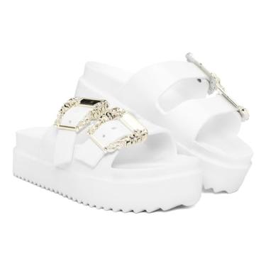 Imagem de Sandália Chinelo Feminino Birken 100% EVA: Leve, Macio e Confortável com Enfeite Metalizado (BRANCO, BR, Adulto, Numérico, 36)