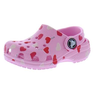 Imagem de Crocs Tamanco clássico do dia dos namorados infantil/infantil tamanho 5, cor: rosa coração multicolorido