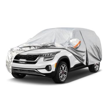 Imagem de Capa de carro SUV de 6 camadas Kayme Impermeável para todos os climas para automóveis, cobertura completa para uso externo, proteção contra chuva e sol, UV, prata