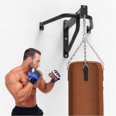 Imagem de Suporte de parede para saco de boxe pesado, suporte para saco de areia, cabide para saco de pancadas, montagem na parede, equipamento de fitness para ay tailandês, 3 tamanhos, preto, 100 cm