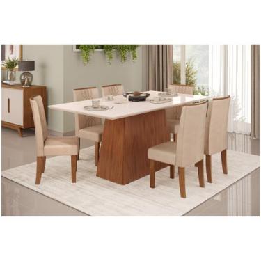 Imagem de Mesa de Jantar 6 Cadeiras Retangular Freijó Off White e Creme DJ Móvei