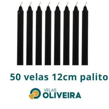 Imagem de Vela Palito Preta  50 Unidades 12cm 15,8 - (Por Kilo) 100% Parafina - 
