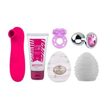 Imagem de Kit Estimulador Clitóris Love Lub Anel Peniano Egg Plug Anal - Smart I
