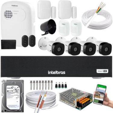 Imagem de Kit cftv 4 Câmeras 1220B Dvr Intelbras + kit Alarme+ivp 2000+xas 4010 