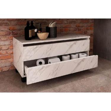 Imagem de Gabinete de Banheiro BN3603 2 Gavetas c/ Rodízio cor Mármore Branco - 