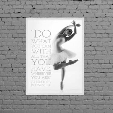 Imagem de Quadro Decorativo Bailarina Frase 33X24Cm Madeira Branca - Quadros On-