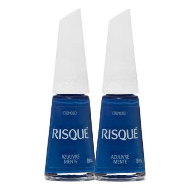 Imagem de Kit 2 Esmalte Risqué Coloridos Cremoso Cor Azulivre Mente 8ml