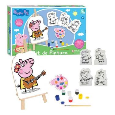 Imagem de Kit Pintura Peppa Pig Cavalete Telas Madeira Mdf Pincel Nig - nig brin