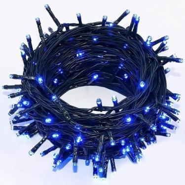 Imagem de Pisca Pisca Cordão 100 Lâmpadas 127v Led 8 Funções 10m Cor Azul Natal 