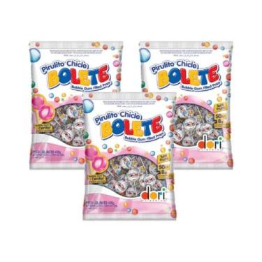 Imagem de Kit Pirulito Bolete Chicle 400g Com 3 Pacotes Dori