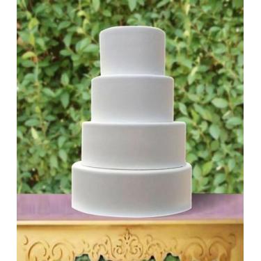 Imagem de Bolo Fake Isopor Revest. Com Eva Branco, Sem Emenda 4 And. - Mabone