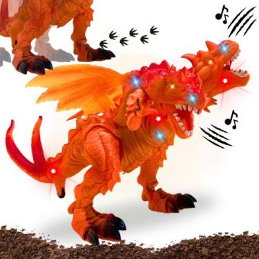 Imagem de Dragão Brinquedo Menino Grande Dinossauro C/ 2 Cabeças Som E Luzes - t