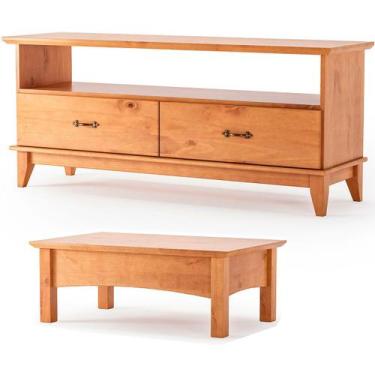 Imagem de Rack p/ TV 55 Polegadas e Mesa de Centro 100% Madeira Bella - MPO Móve