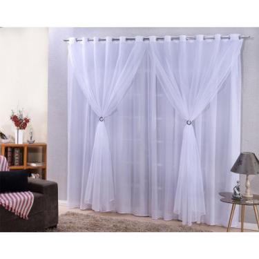 Imagem de Cortina Com Voal duplo Ilhós Cromado Sala E Quarto 6,00 Metros Por 2,5