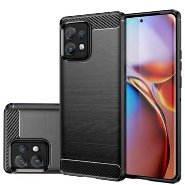 Imagem de Gufuwo Capa para Motorola Edge+ 2023/Moto Edge 40 Pro/Moto X40 Pro/Moto X40 XT2301-5, capa de telefone fina de fibra de carbono TPU capa protetora à prova de choque para Motorola Edge Plus 2023 preta
