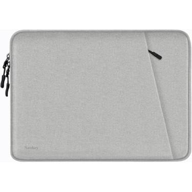 Imagem de Capa para laptop, capa protetora à prova de choque para computador com bolso de acessórios, resistente à água, bolsa para laptop de 15,6 polegadas, compatível com MacBook, Dell, HP, Acer Lenovo, cinza