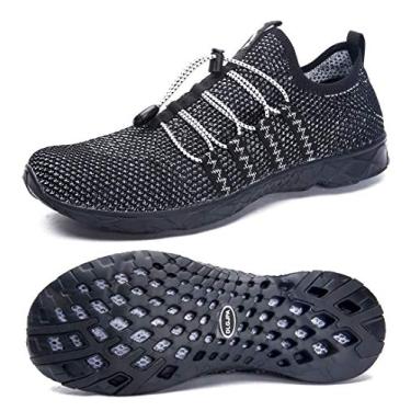 Imagem de DLGJPA Tênis masculino leve de secagem rápida Aqua Water Tênis esportivo esportivo para caminhada, Allblack, 44