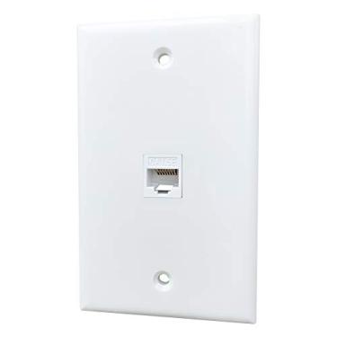 Imagem de BOPLAT Placa de parede Ethernet Cat5e de 1 porta - Single Gang Cat 5 Keystone Jack Placa de cobertura fêmea para fêmea compatível com cabo CAT7, CAT6, CAT5 em branco
