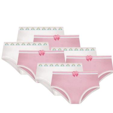 Imagem de Kit Com 8 Calcinhas Infantil Lisa Básica Selene Infanto Juvenil Para M