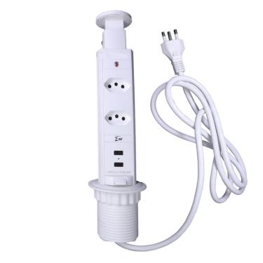 Imagem de Pix Torre Tomada C/2 Tom 2p+T + 2 Usb Branca 3.650.6856