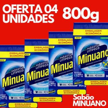 Imagem de Kit 4 Pacotes De Sabão Em Pó Minuano 800 Gramas Lava Roupas