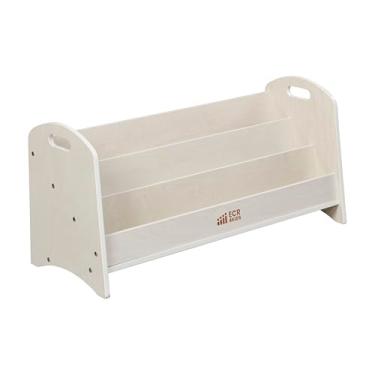 Imagem de ECR4Kids Expositor de livros de chão de 3 prateleiras com alças, estante para iniciantes, lavagem branca