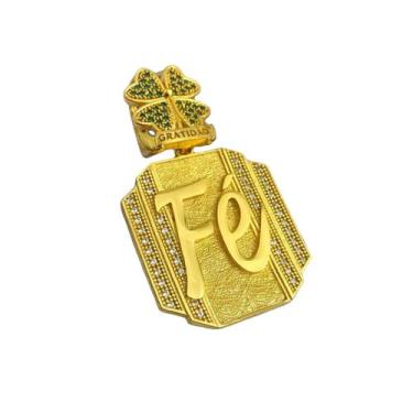 Imagem de Pingente Fé Trevo Personalizado (g) - Banhado a Ouro 18k - ToJoia18k