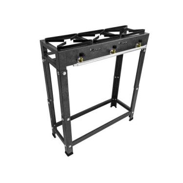 Imagem de Fogão Industrial 3 Bocas 20x20 Jr Alta Pressão Preto C/ Mangueira - Lu