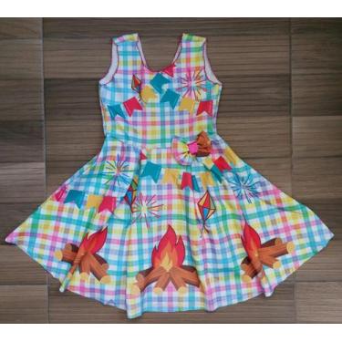Imagem de Vestido Infantil Festa Junina Xadrez Com Fogueira Neoprene - Anali, 8,