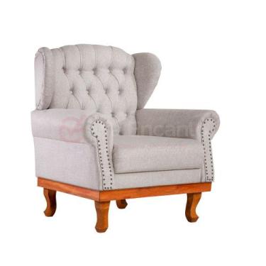 Imagem de Poltrona Chesterfield Berger Aurora Via Encanto Linho Champagne