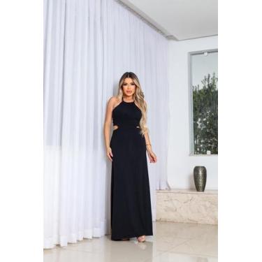 Imagem de Vestido Longo Recorte na Cintura Tira Costas - luh may, Preto, P