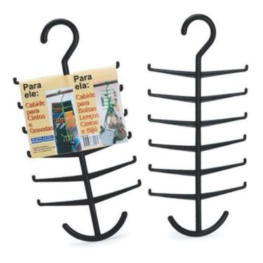 Imagem de Kit Com 2 Cabides Multiuso P/ Gravatas E Cintos Injeplastec, Preto