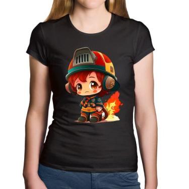 Imagem de Baby Look Algodão Bombeiro Mirim - Foca na Moda, Preto, GGG